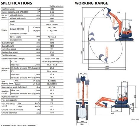 kubota u17|kubota u17 spec sheet.